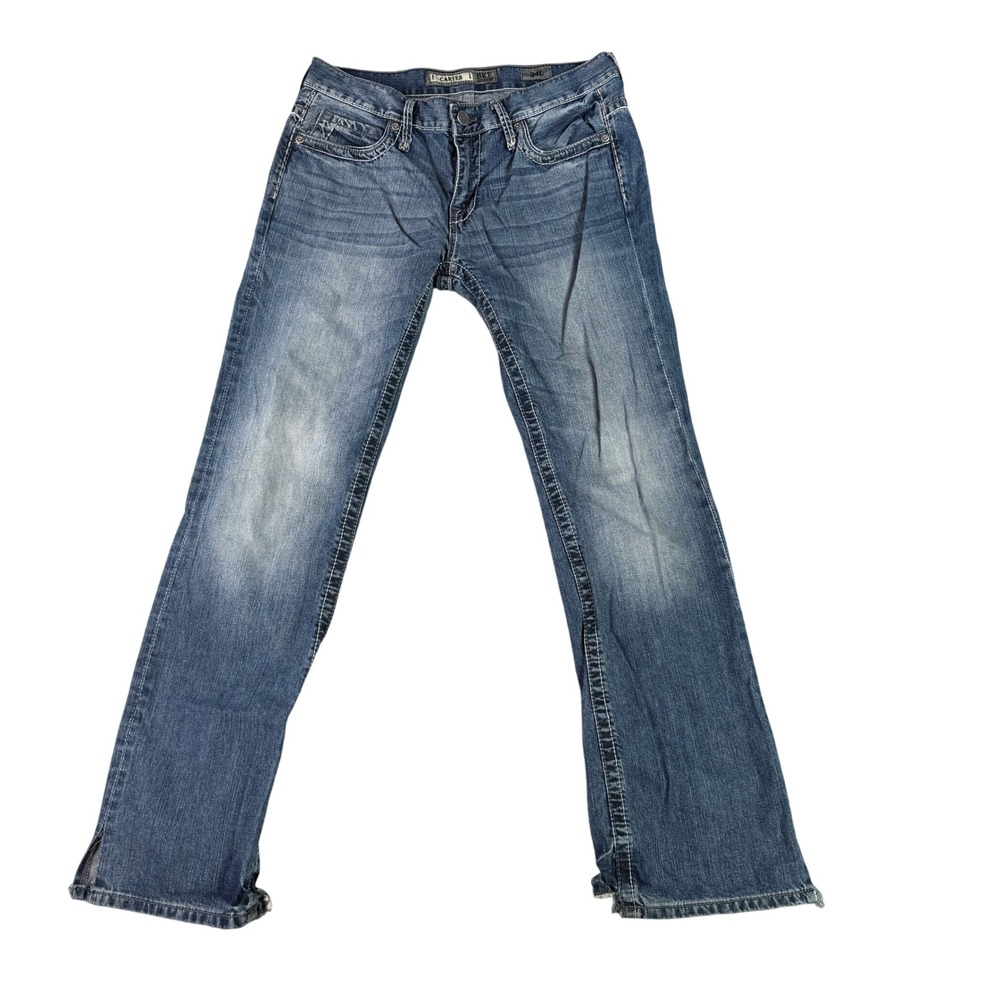 BKE Carter Jeans Mens 34x34 Blue Medium Wash Relaxed Straight Distressed 9765